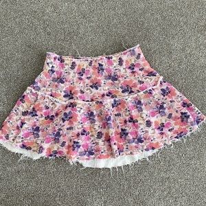 LOVESHACKFANCY Raw Hem Mini Skirt